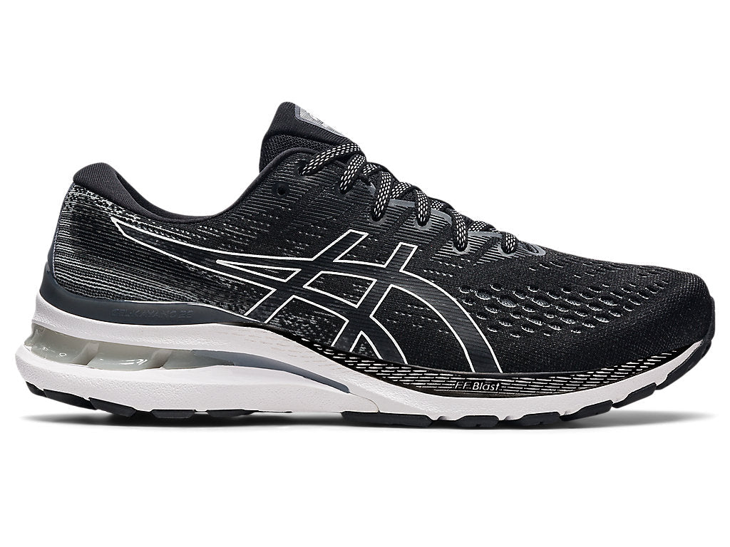 Women's Asics Gel-Kayano 28, Black/White, 9 2A Narrow