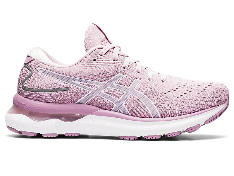 Women's Asics Gel-Nimbus 24, Barely Rose/White, 7 B Medium