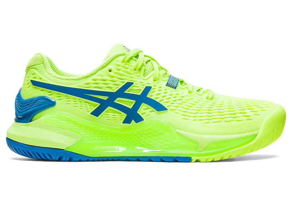 Women's Asics Gel-Resolution 9, Hazard Green/Reborn Blue, 9 B Medium