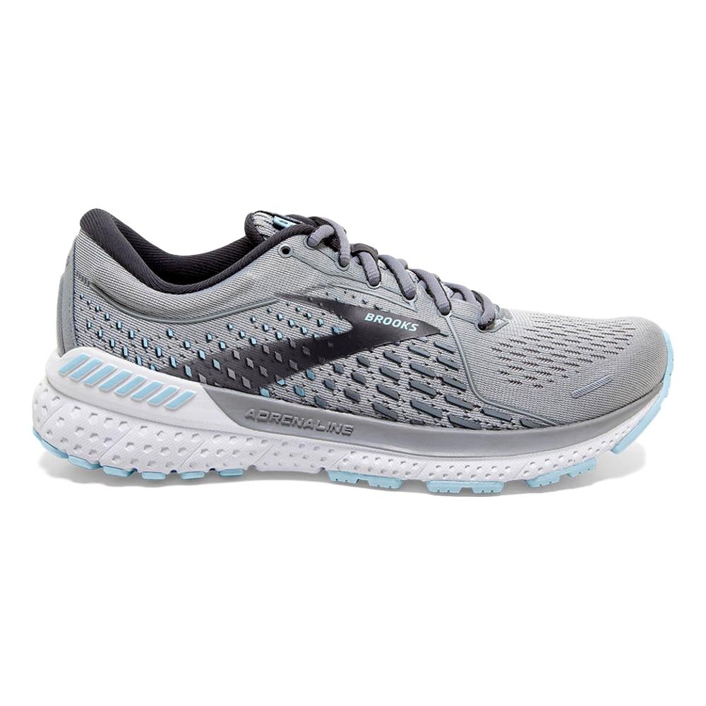 Women's Brooks Adrenaline GTS 21, Oyster/Alloy/Light Blue, 8 D Wide