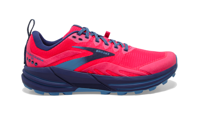 Women's Brooks Cascadia 16, Pink/Flambe/Cobalt, 6.5 B Medium