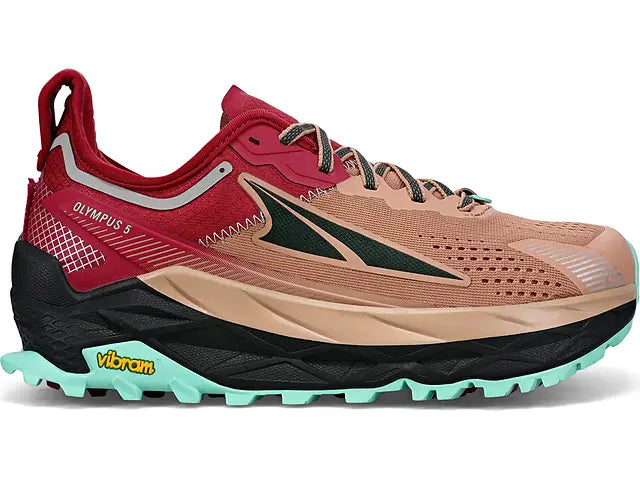 Women's Altra Olympus 5, Brown/Red, 7 B Medium