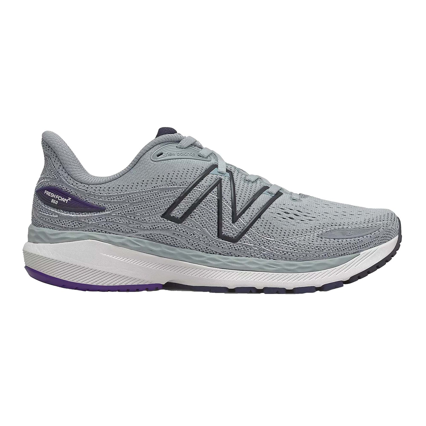 Men's New Balance Fresh Foam X 860v12, Light Aluminum/Deep Violet, 11 D Medium