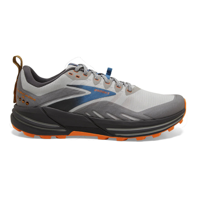 Men's Brooks Cascadia 16, Oyster Mushroom/Alloy/Orange, 8.5 D Medium