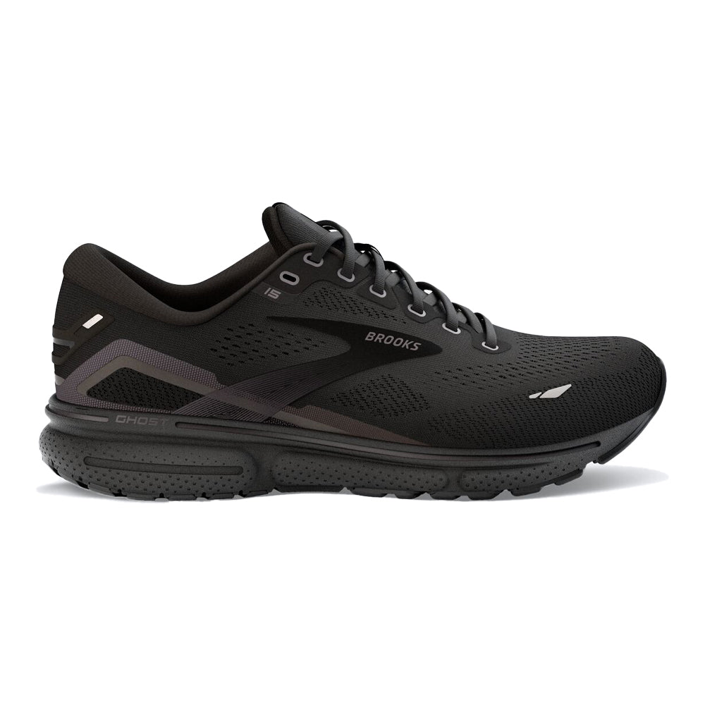 Men's Brooks Ghost 15, Black/Black/Ebony, 8 4E Extra Wide