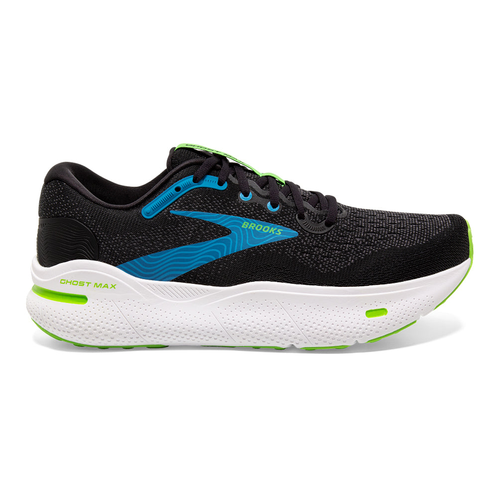Men's Brooks Ghost Max, Black/Atomic Blue/Jasmine, 11.5 4E Extra Wide