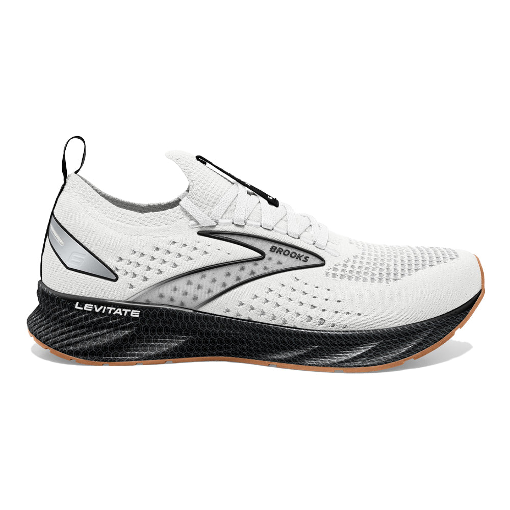 Men's Brooks Levitate StealthFit 6, White/Black, 9.5 D Medium