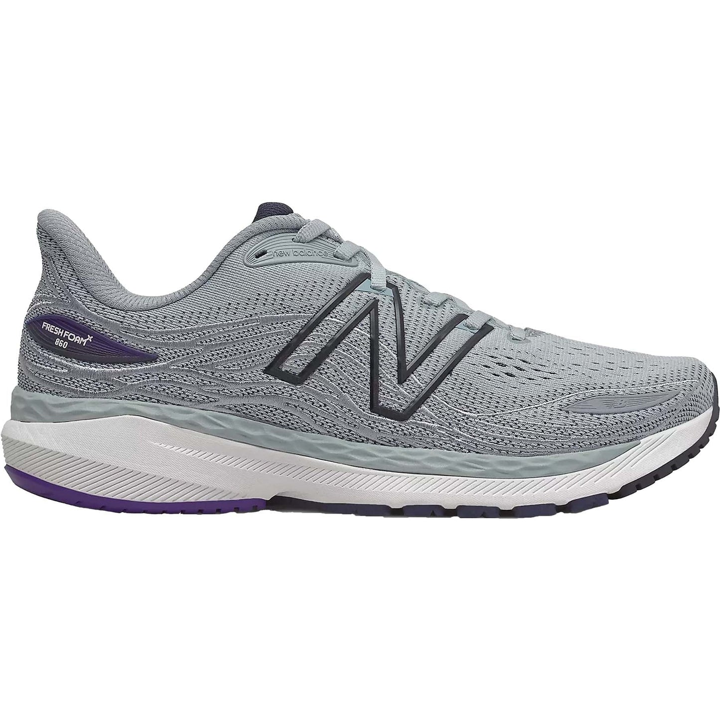 Men's New Balance Fresh Foam X 860v12, Light Aluminum/Deep Violet, 9 D Medium