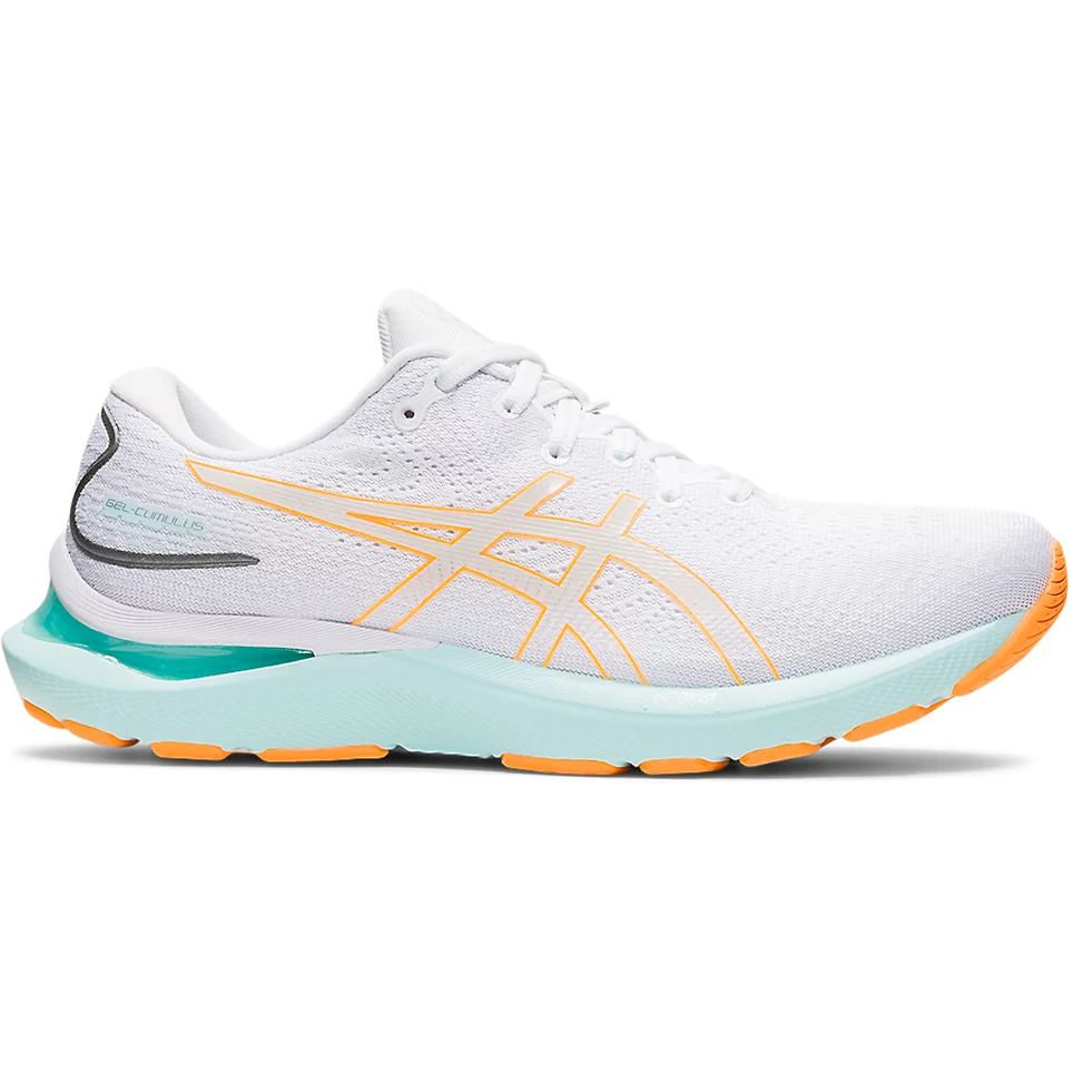 Women's Asics GEL-Cumulus 24, White/Orange Pop, 9.5 B Medium