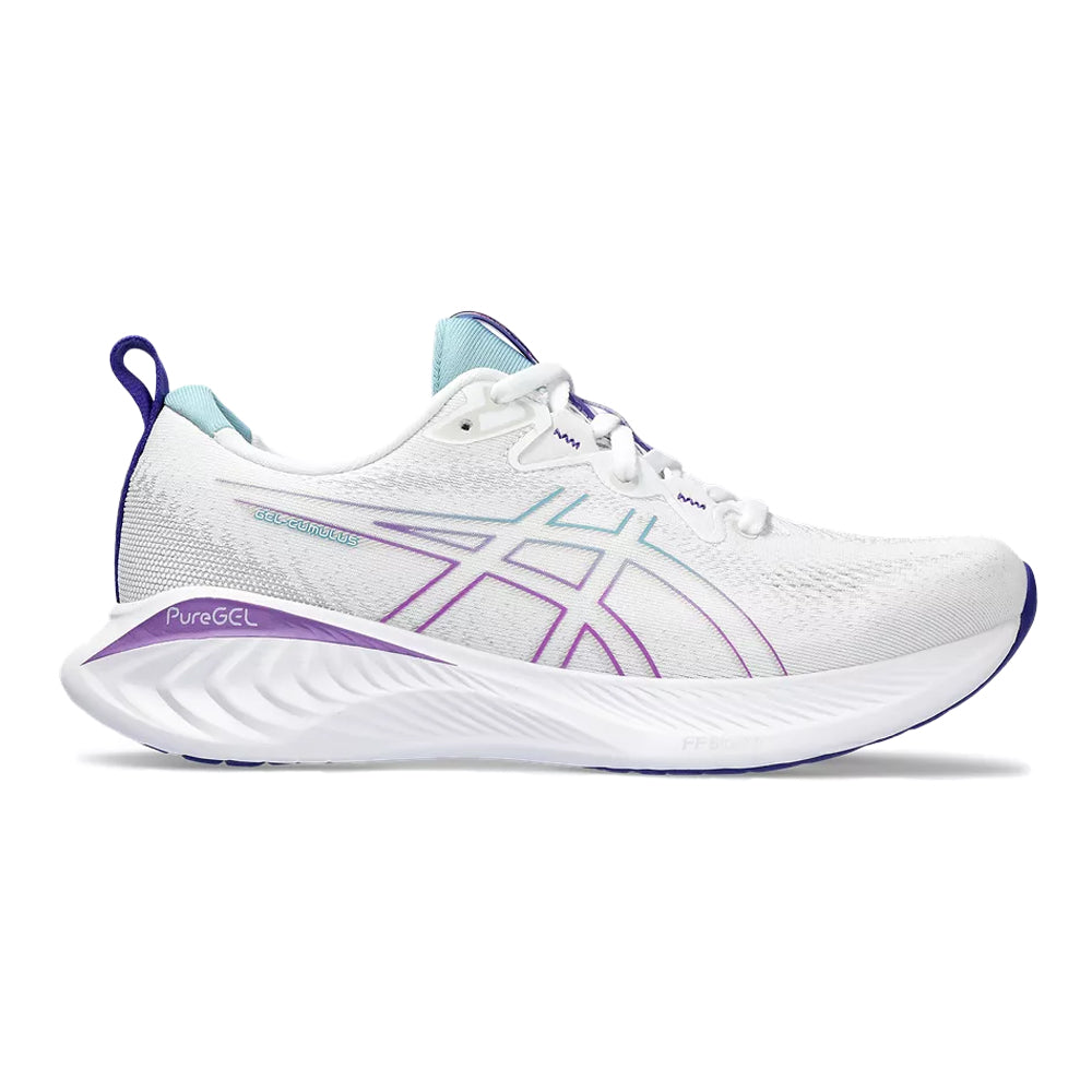 Women's Asics Gel-Cumulus 25, White/Gris Blue, 8.5 B Medium