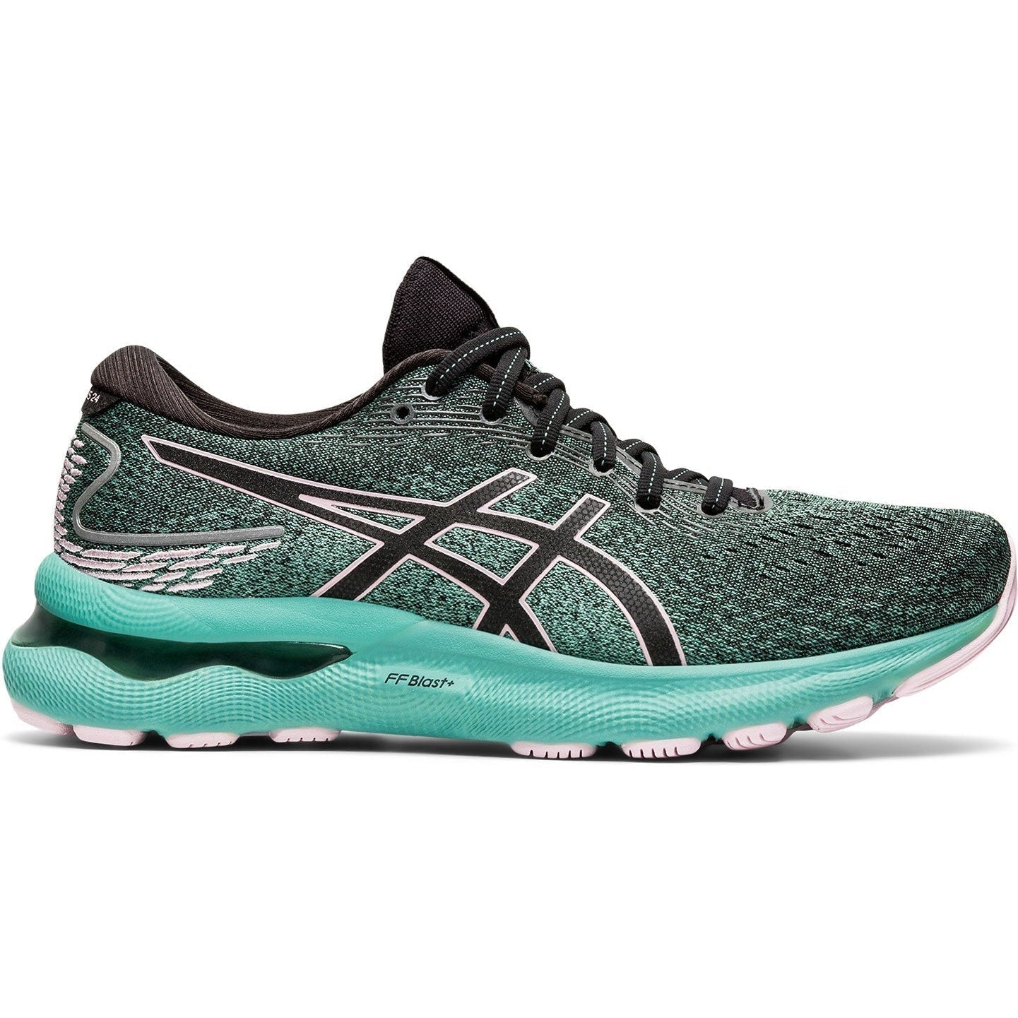 Women's Asics GEL-Nimbus 24, Black/Barely Rose, 8.5 B Medium