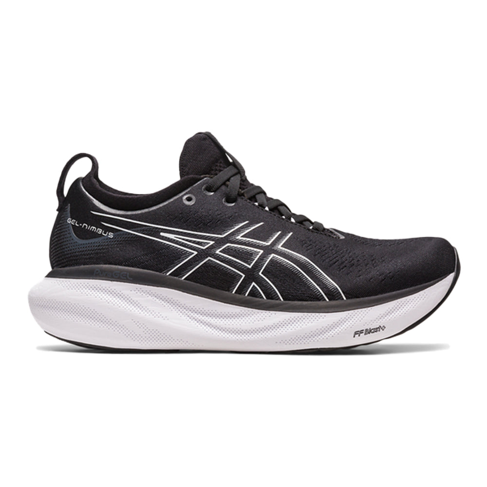 Women's Asics Gel-Nimbus 25, Black/Pure Silver, 11 D Wide