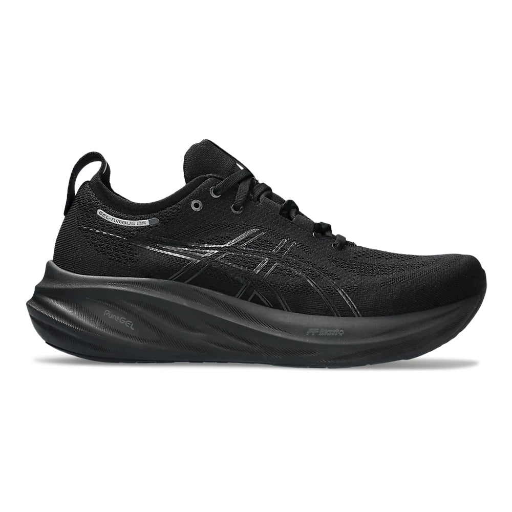 Women's Asics GEL-Nimbus 26, Black/Black, 8 B Medium