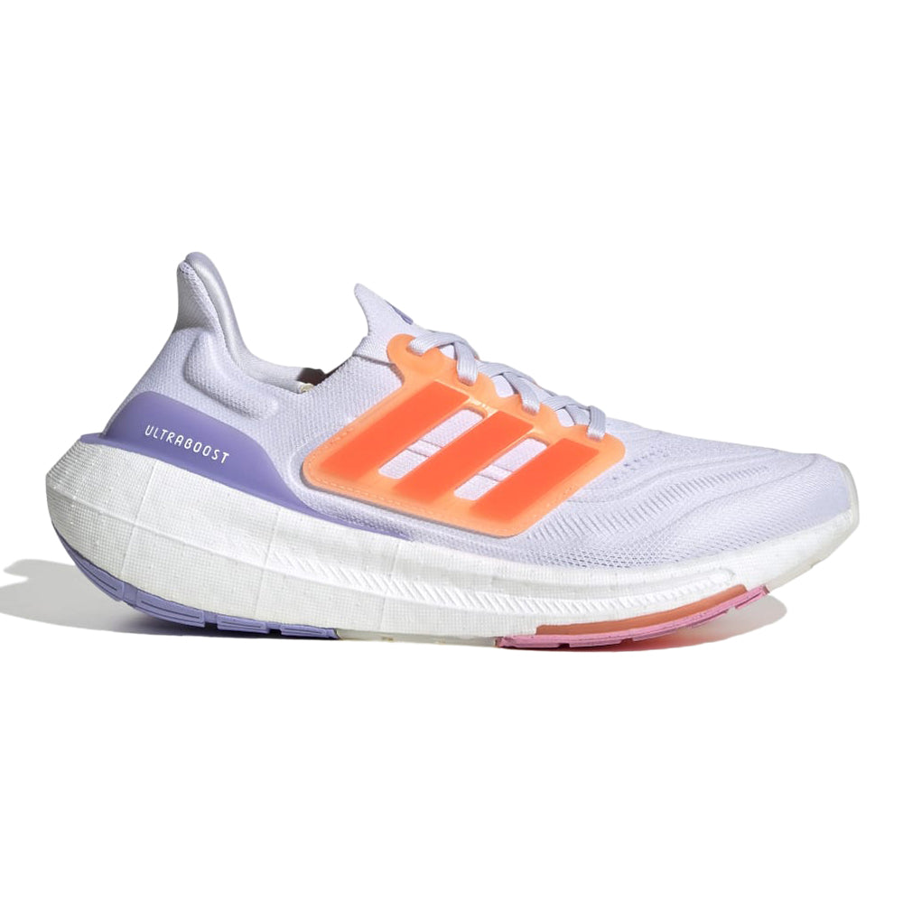 Women's Adidas Ultraboost Light, Cloud White/Solar Red/Beam Pink, 11 B Medium