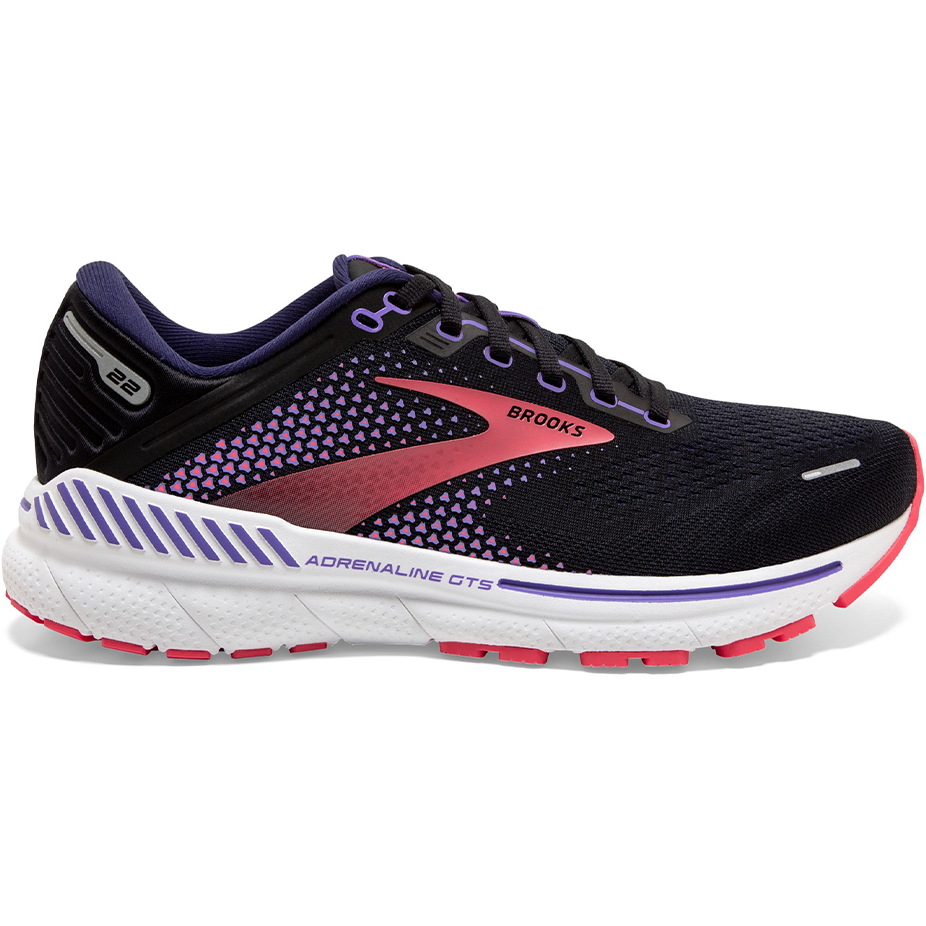 Women's Brooks Adrenaline GTS 22, Black/Purple/Coral, 11 B Medium