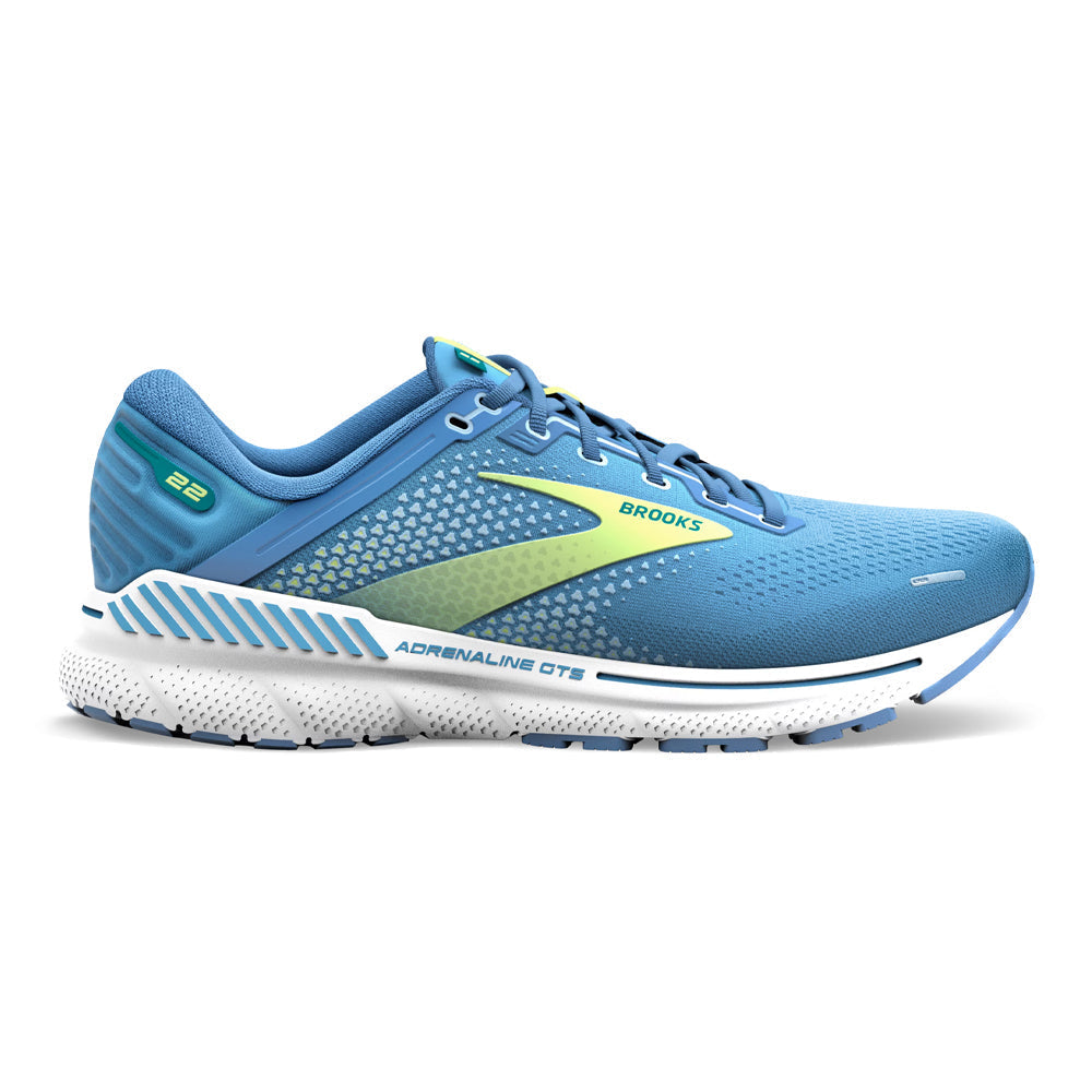 Women's Brooks Adrenaline GTS 22, Silver Lake Blue/Green/White, 8 B Medium
