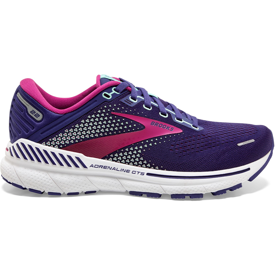 Women's Brooks Adrenaline GTS 22, Navy/Yucca/Pink, 12 B Medium