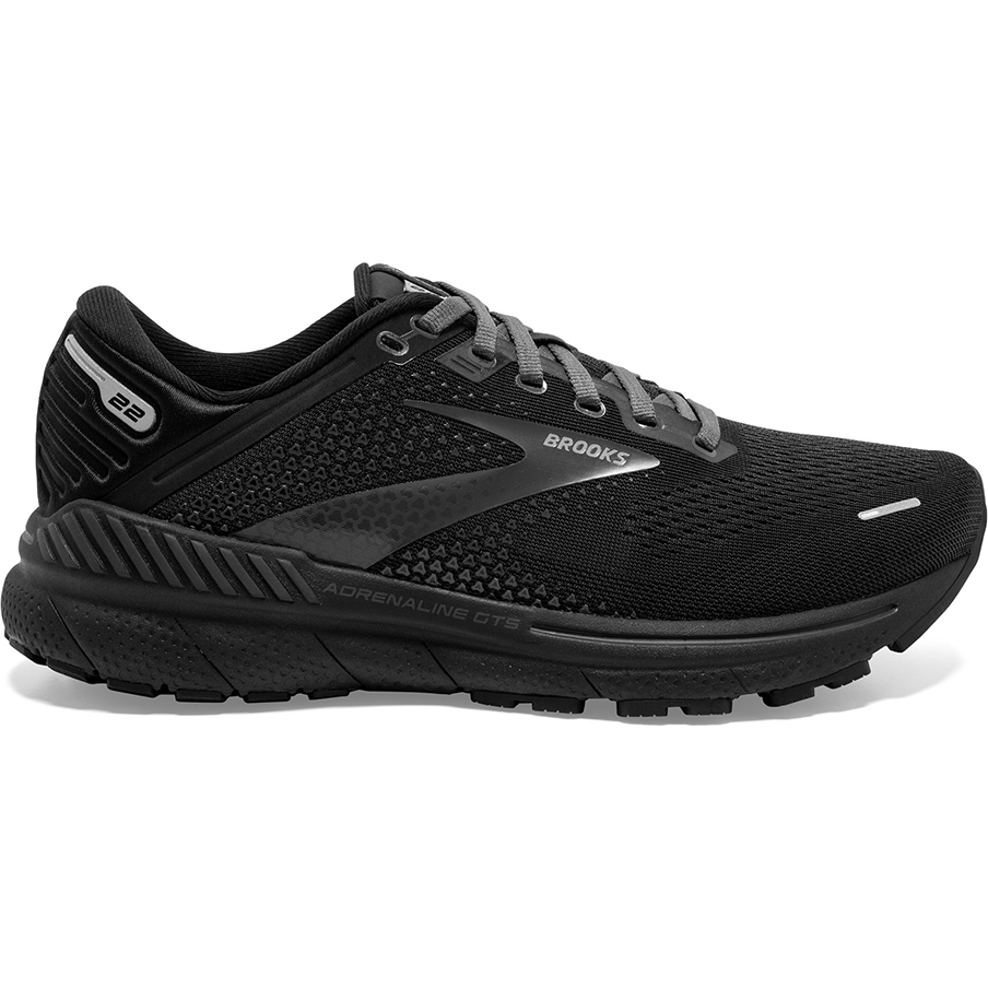 Women's Brooks Adrenaline GTS 22, Black/Black/Ebony, 8 D Wide