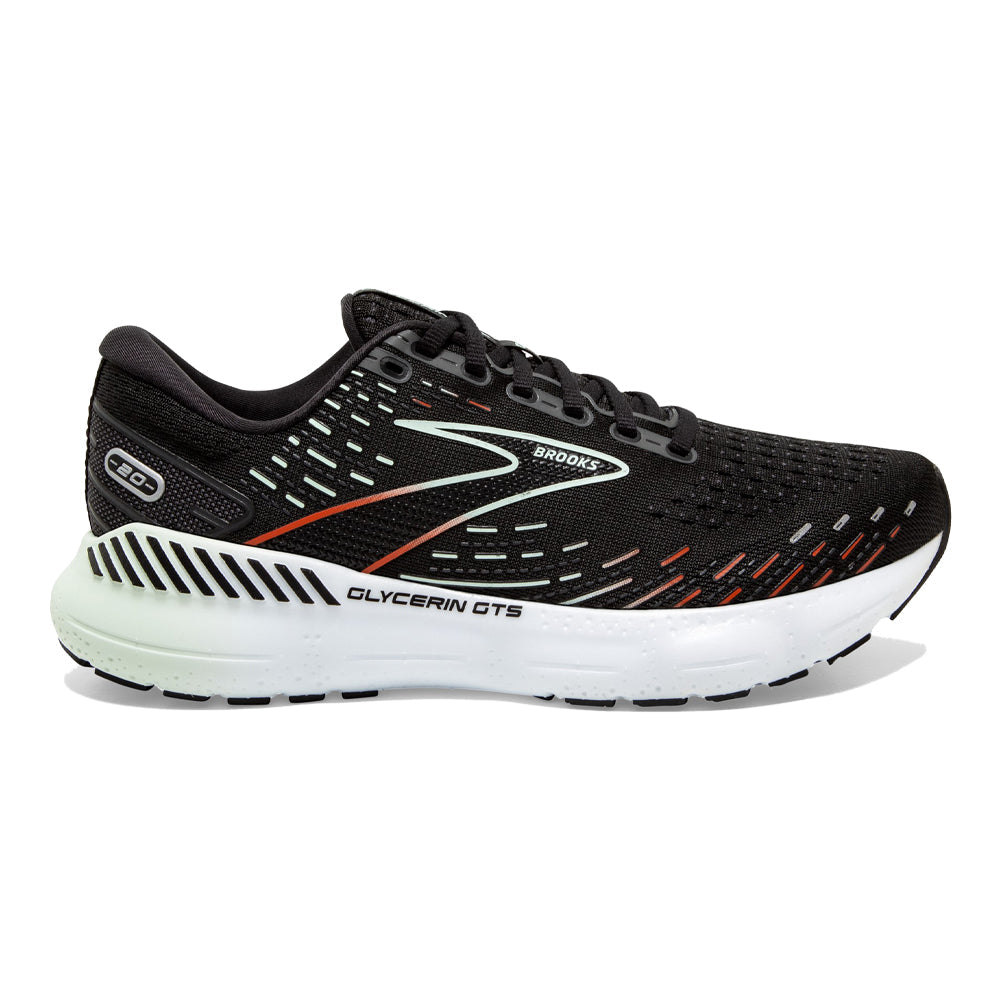 Women's Brooks Glycerin GTS 20, Black/Red/Opal, 9 B Medium