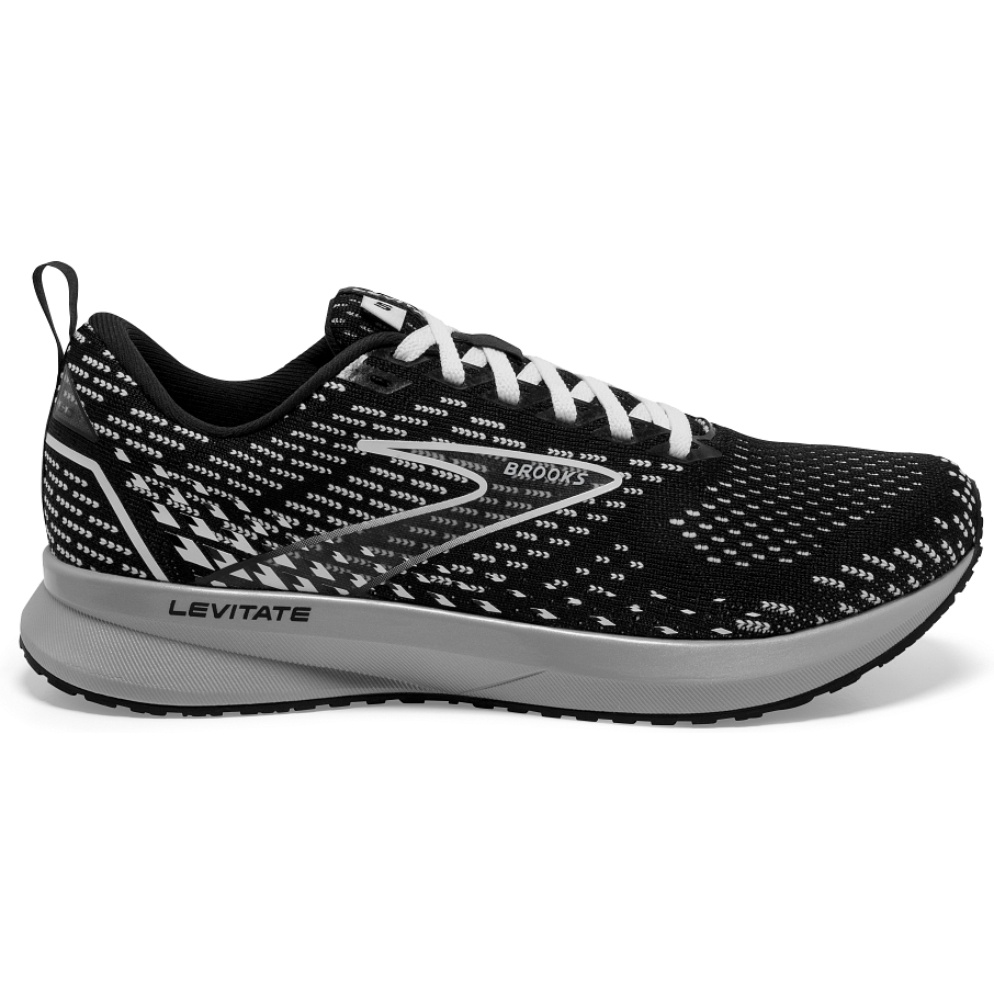 Women's Brooks Levitate 5, Black/Grey/White, 12 B Medium