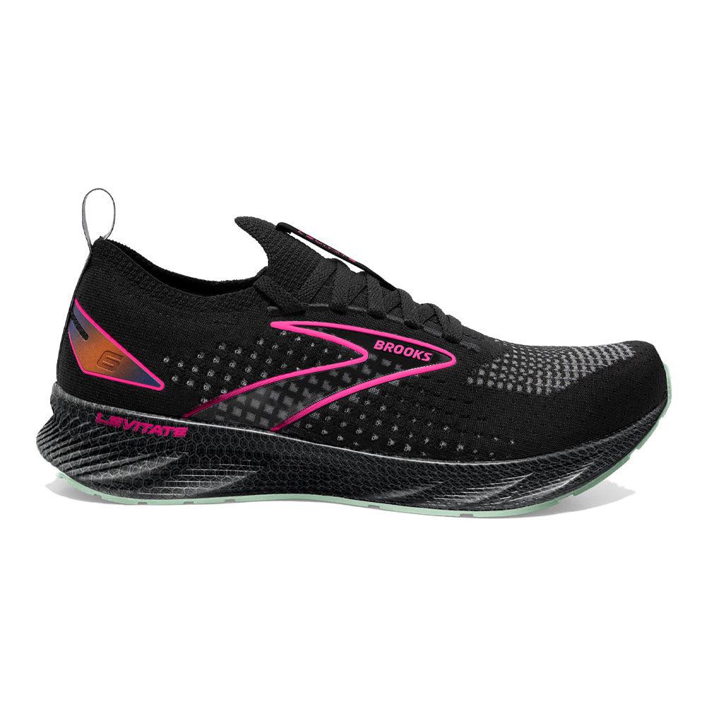 Women's Brooks Levitate StealthFit 6, Black/Pink, 7 B Medium