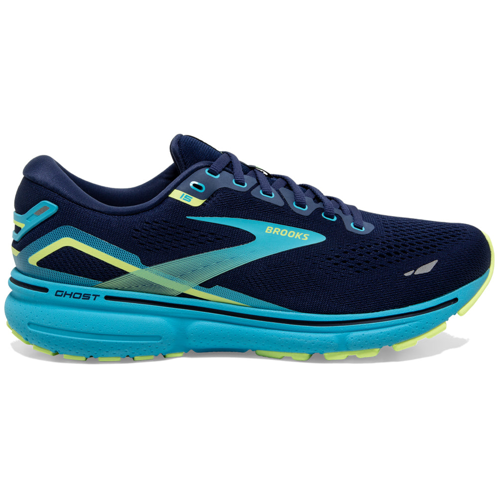 Men's Brooks Ghost 15, Navy/Blue/Green, 11 D Medium