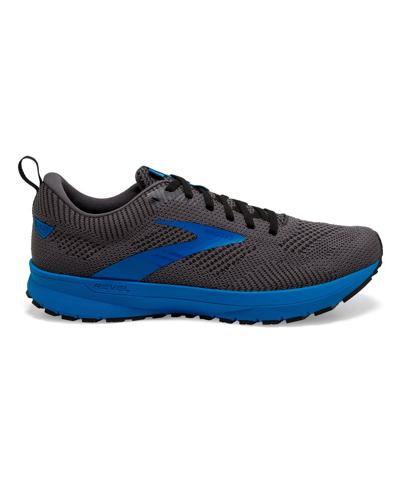 Men's Brooks Revel 5, Black/Grey/Blue, 11.5 D Medium