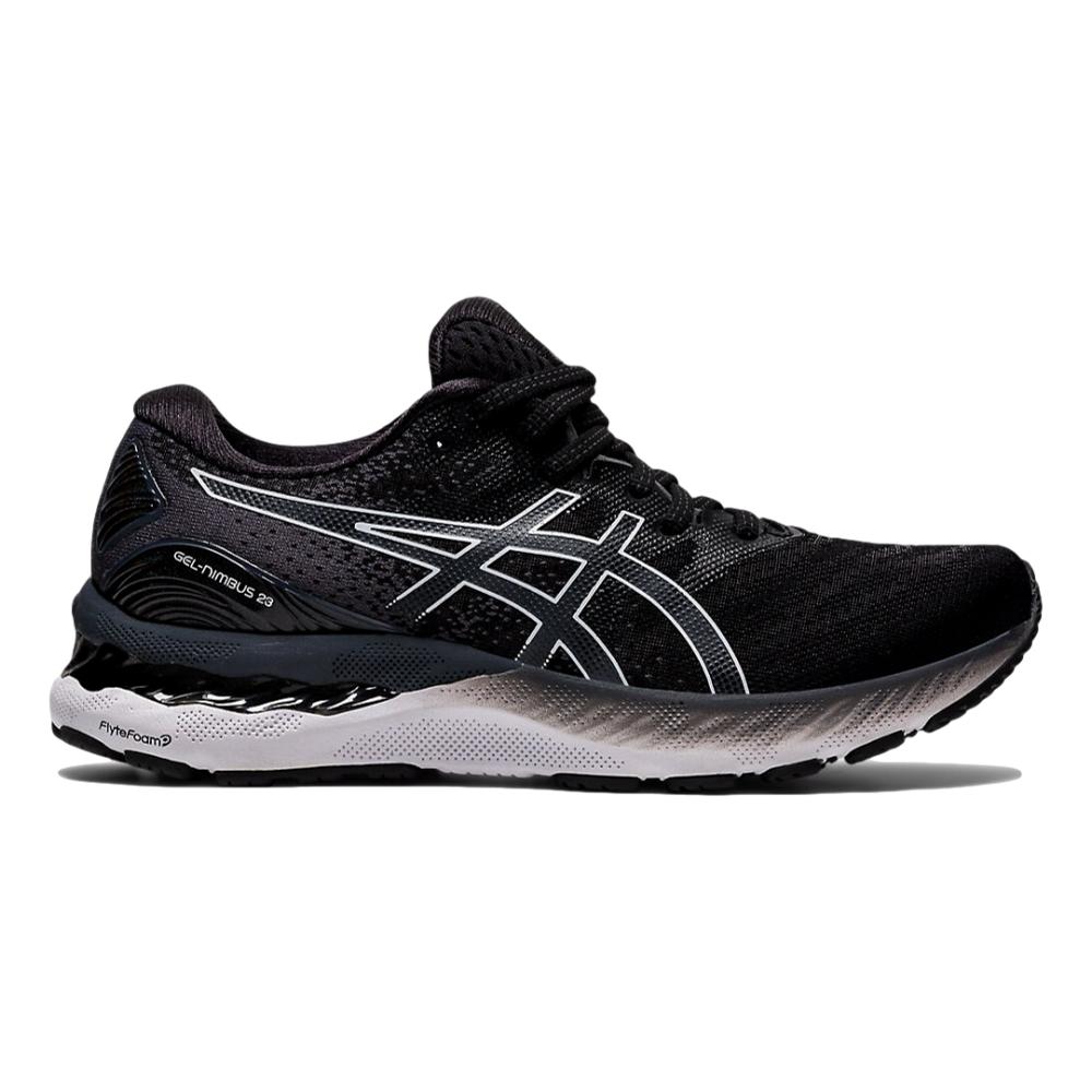 Women's Asics Gel-Nimbus 23, Black/White, 11 D Wide