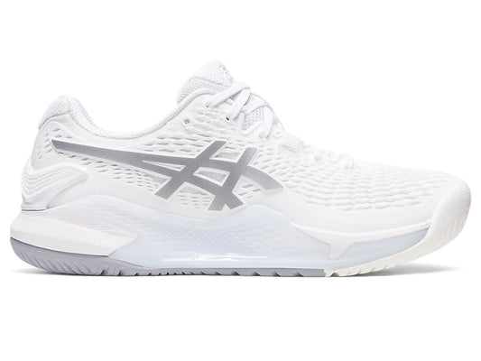 Women's Asics Gel-Resolution 9, White/Pure Silver, 8.5 B Medium