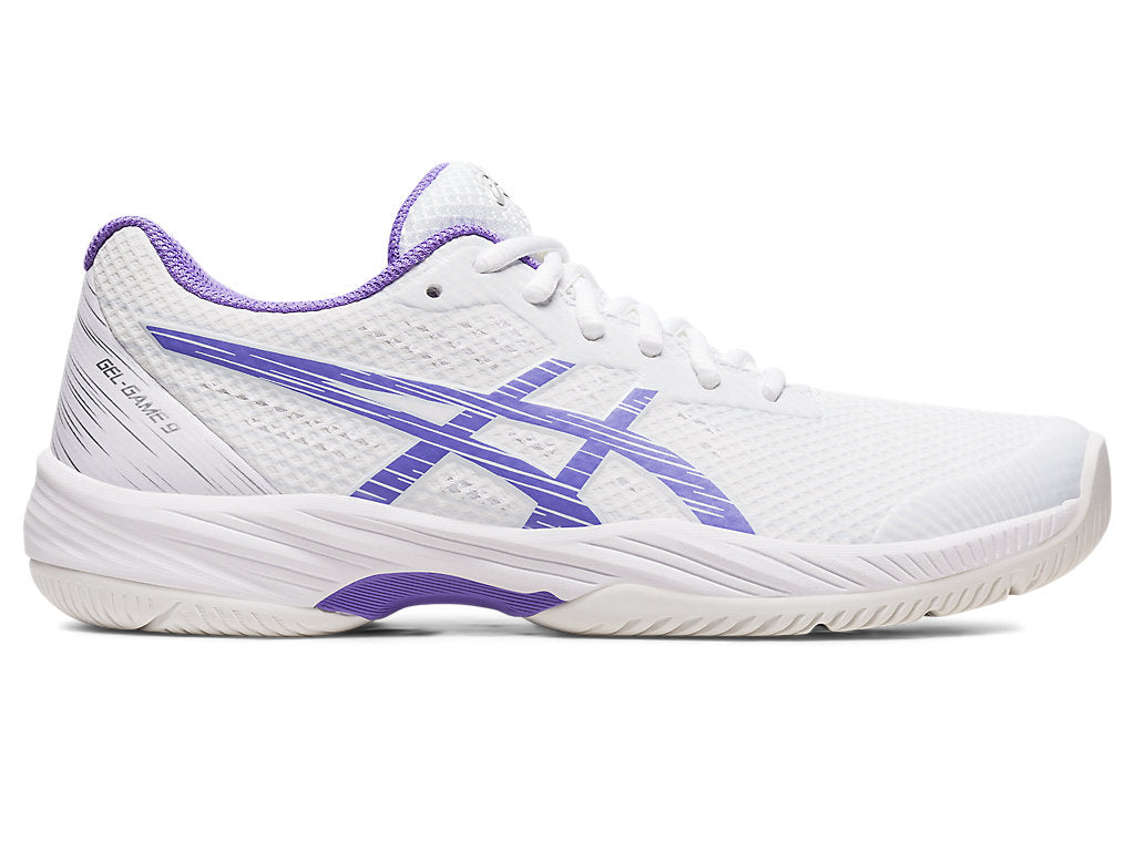 Women's Asics Gel-Game 9, White/Amethyst, 10.5 B Medium