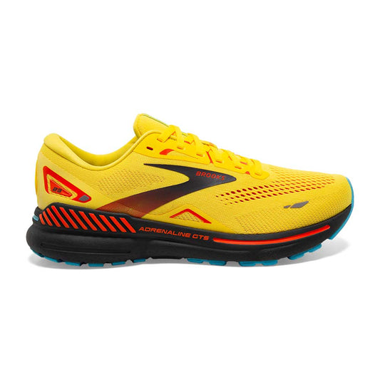 Men's Brooks Adrenaline GTS 23, Yellow/Foraged Iron/Orange, 10.5 D Medium