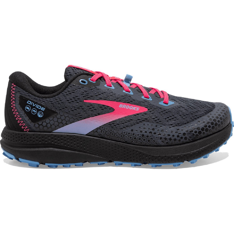 Women's Brooks Divide 3, Ebony/Black/Diva Pink, 9.5 B Medium