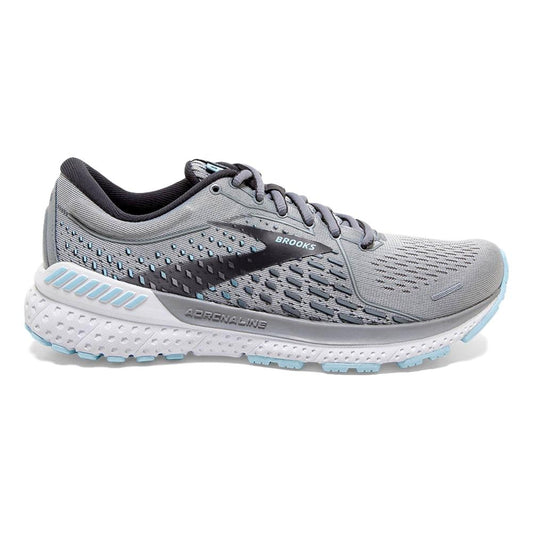 Women's Brooks Adrenaline GTS 21, Oyster/Alloy/Light Blue, 8 2A Narrow