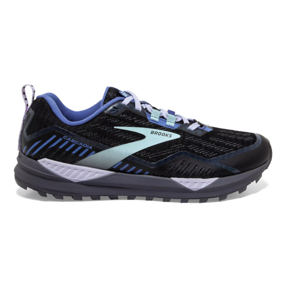 Women's Brooks Cascadia 15 GTX, Black/Marlin/Blue, 9.5 B Medium