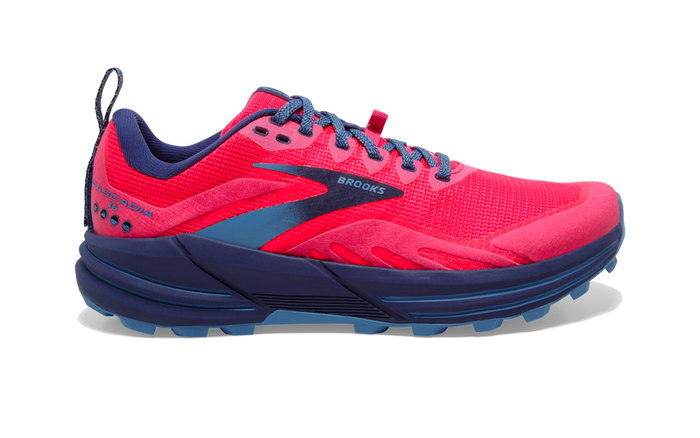 Women's Brooks Cascadia 16, Pink/Flambe/Cobalt, 11.5 B Medium