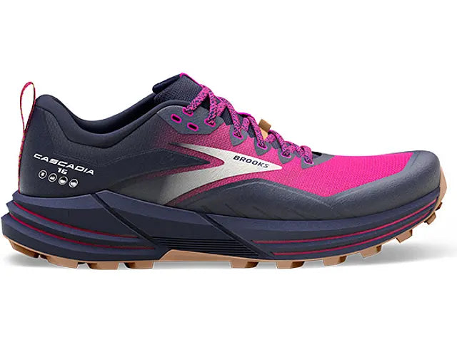 Women's Brooks Cascadia 16, Peacoat/Pink/Biscuit, 6.5 B Medium