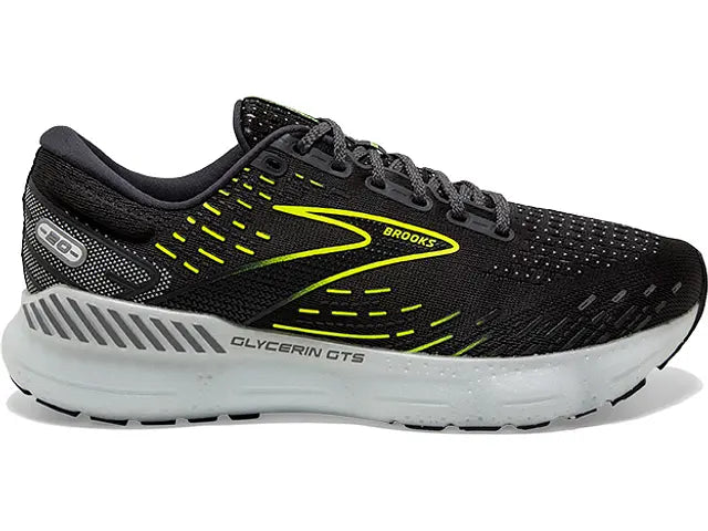 Women's Brooks Glycerin GTS 20, Ebony/White/Nightlife, 10 B Medium