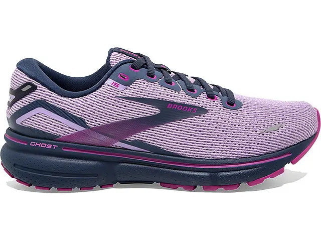 Women's Brooks Ghost 15, Rhapsody/Dress Blue/Viola, 10 B Medium