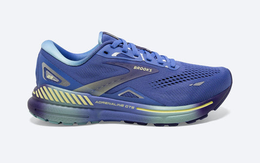 Women's Brooks Adrenaline GTS 23, Baja Blue/Wisteria/Yellow Lime, 11 B Medium
