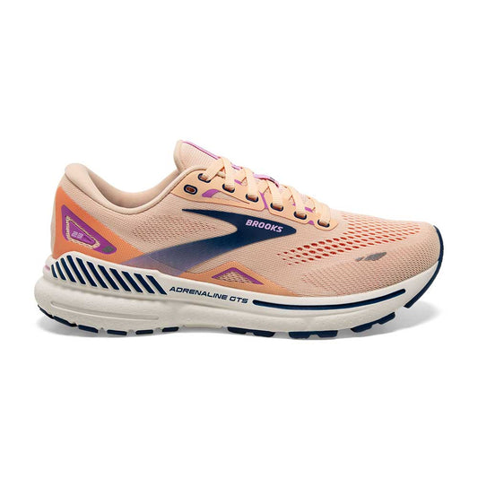 Women's Brooks Adrenaline GTS 23, Apricot/Estate Blue/Orchid, 7.5 B Medium