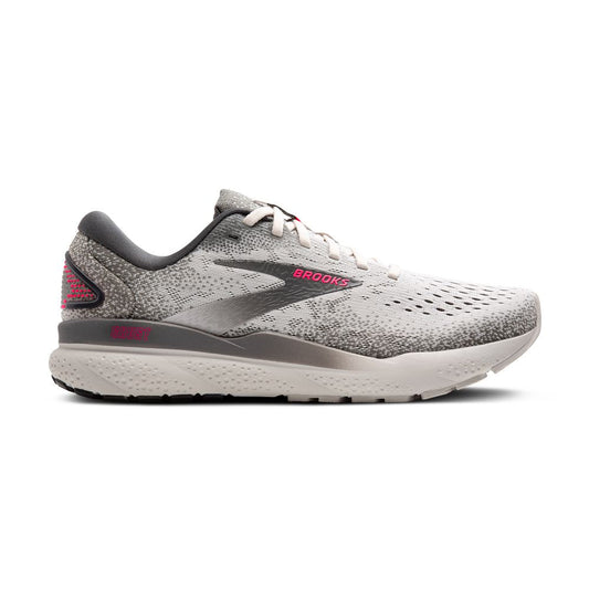 Women's Brooks Ghost 16, Grey/Gargoyle/Pink, 7.5 B Medium
