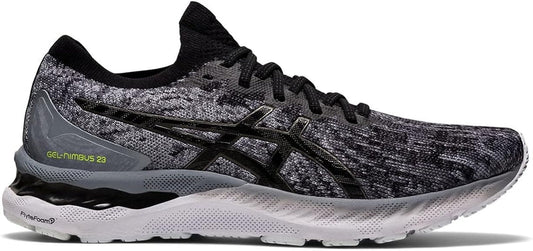 Men's Asics Gel-Nimbus 23 Knit, Sheet Rock/Black, 8.5 D Medium
