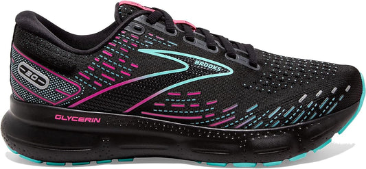 Women's Brooks Glycerin 20, Black/Blue Light/Pink, 6.5 B Medium