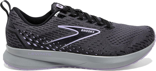 Women's Brooks Levitate 5, Ebony/Black/Lilac, 8 B Medium