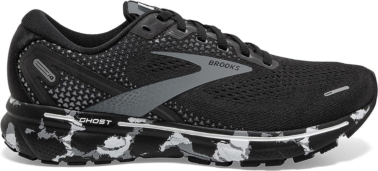 Men's Brooks Ghost 14, Black/Grey/White, 11.5 D Medium