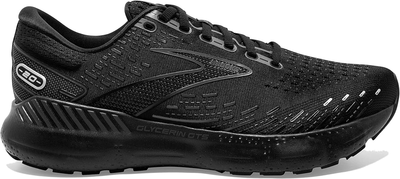 Men's Brooks Glycerin GTS 20, Black/Black/Ebony, 9 D Medium