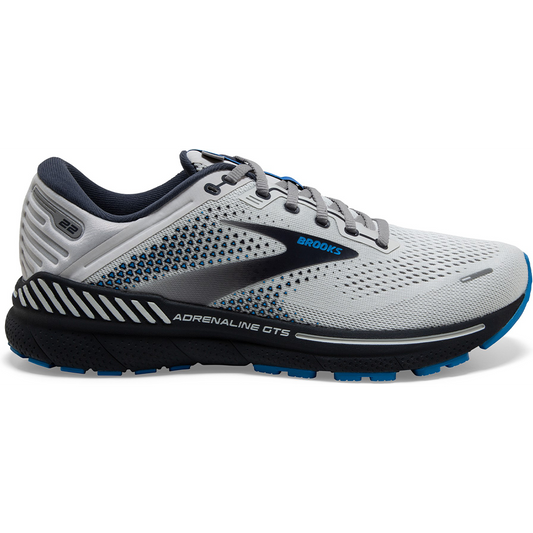 Men's Brooks Adrenaline GTS 22, Oyster/India Ink/Blue, 10.5 D Medium