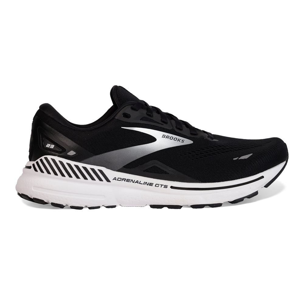 Men's Brooks Adrenaline GTS 23, Black/White/Silver, 11 2E Wide