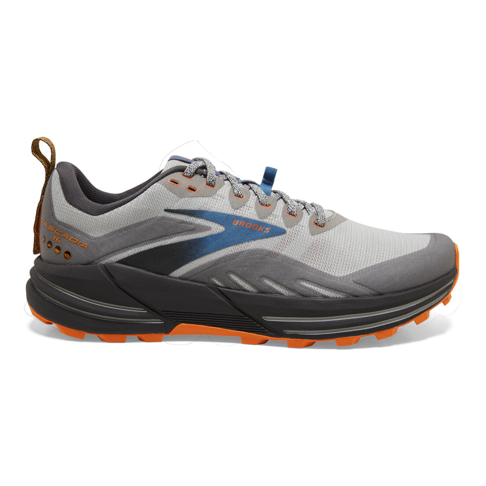 Men's Brooks Cascadia 16, Oyster Mushroom/Alloy/Orange, 11 2E Wide