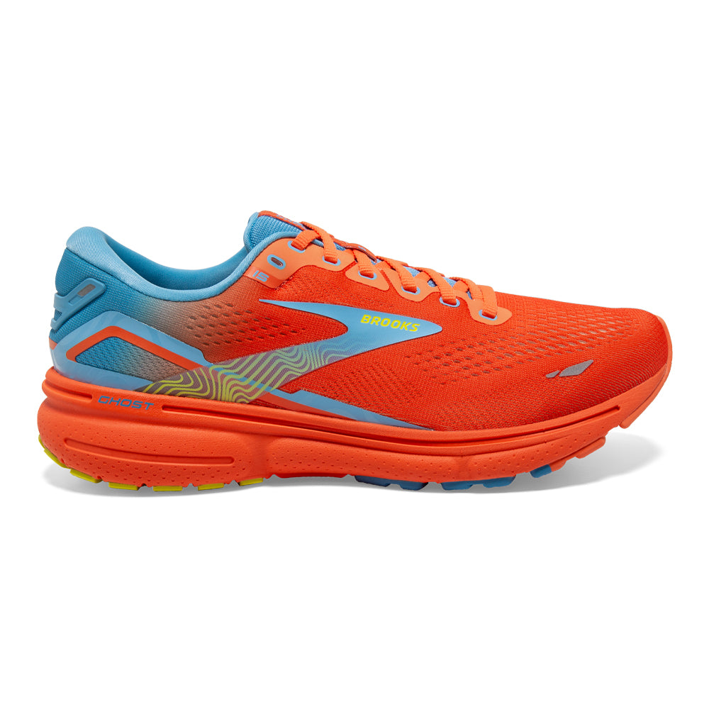 Men's Brooks Ghost 15, Orange/Blue/Yellow, 13 D Medium
